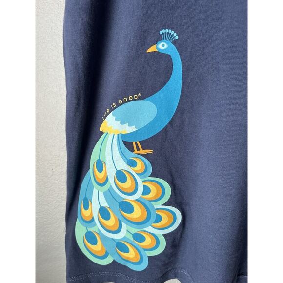 Life is Good Woman’s Crusher Tee Cotton V Neck Navy Blue Heather Peacock Size L - Picture 4 of 4